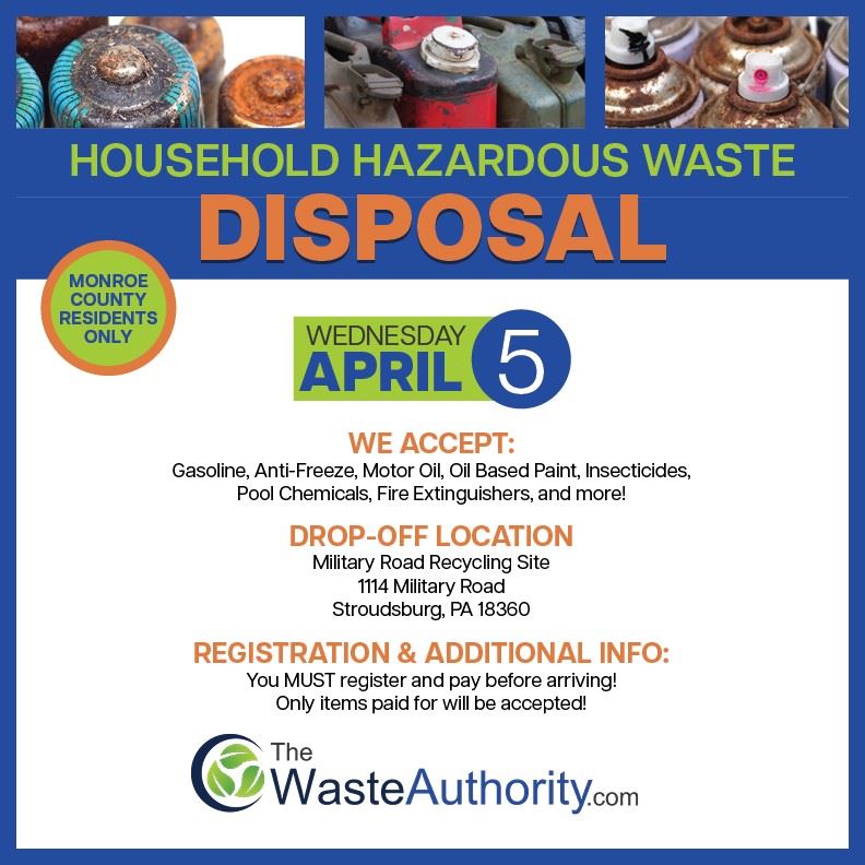 The Waste Authority is having a hazardous household waste event on April 5, 2023